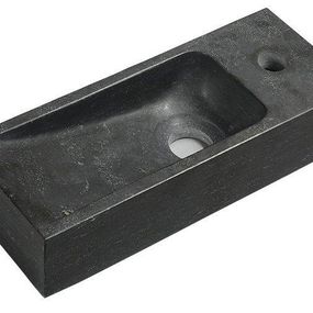 SAPHO - BLOK kamenné umývadlo 38x14cm, čierny Antracit 2401-31