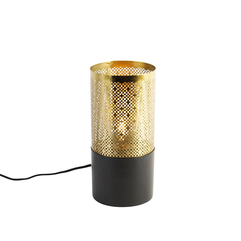 Industriálna stolná lampa čierna so zlatou - Raspi