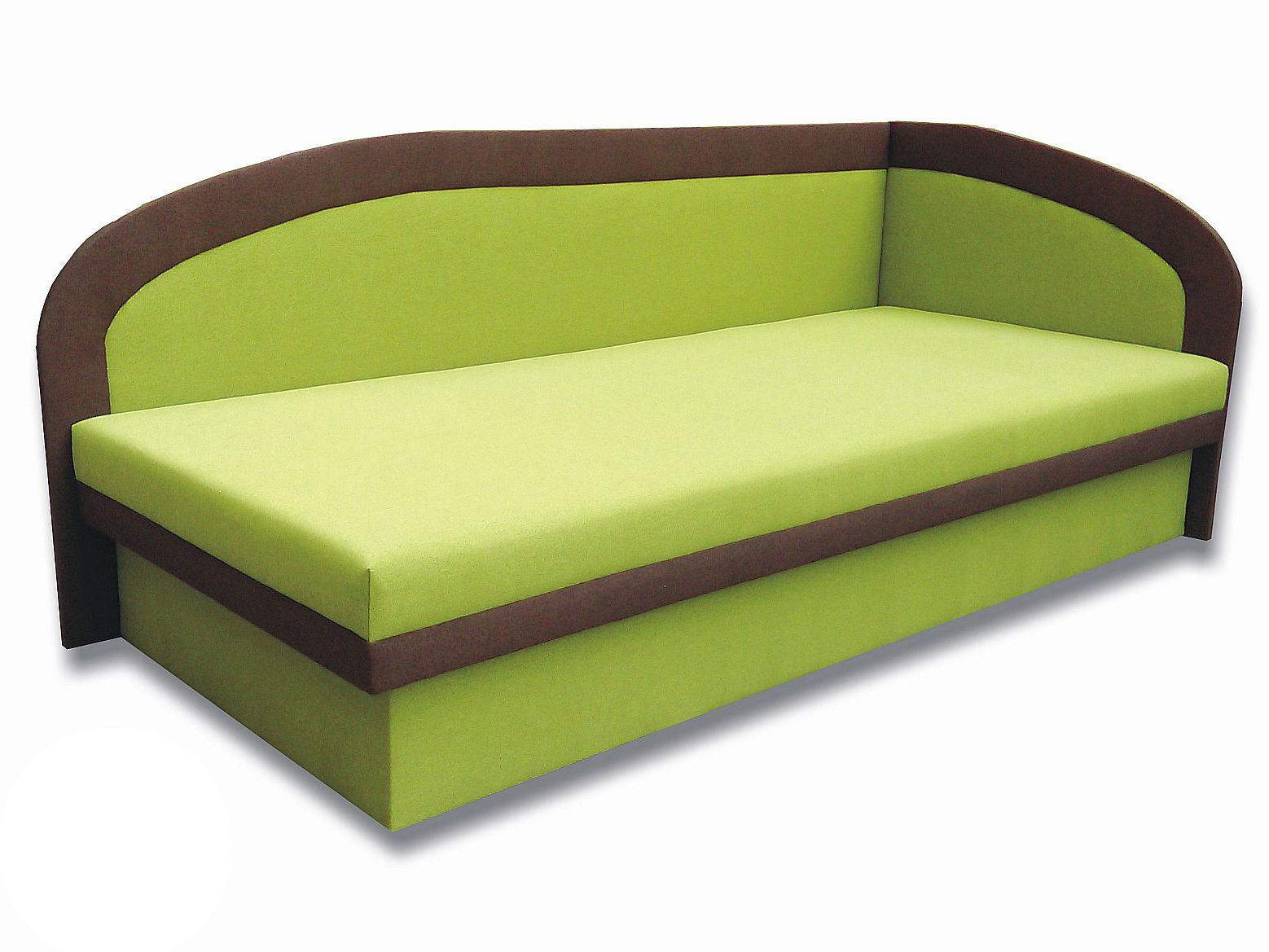 Jednolôžková posteľ (váľanda) 80 cm Melinda (Devon 001 zelená + Devon 009 hnedá) (P)