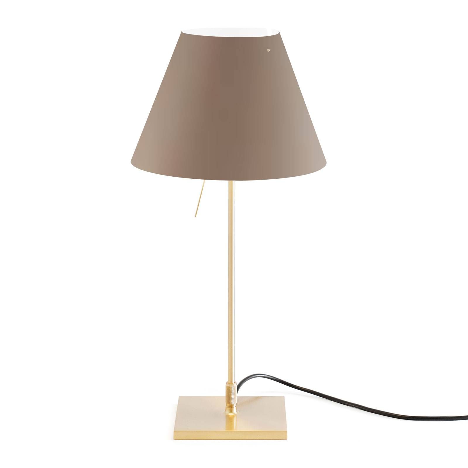 Luceplan Costanzina stolná lampa mosadz nugátová, Obývacia izba / jedáleň, hliník, polykarbonát, E14, 42W, K: 51cm