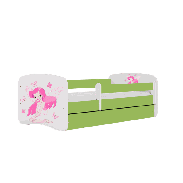 Letoss Detská posteľ BABY DREAMS 160/80- Víla II Zelená S matracom S uložným priestorom