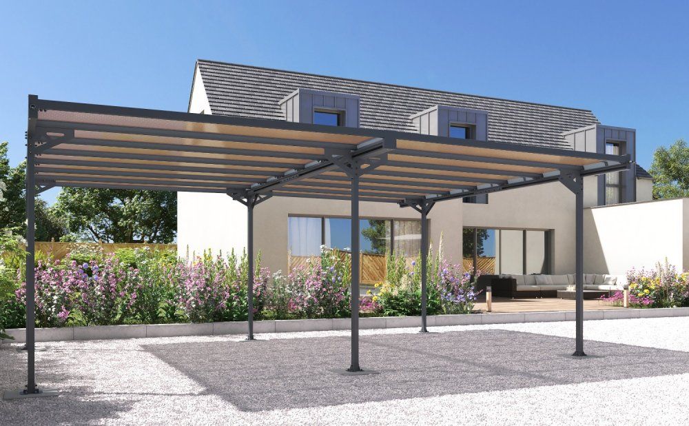 Kovový prístrešok dvojitý / carport 606 x 509 cm Dekorhome