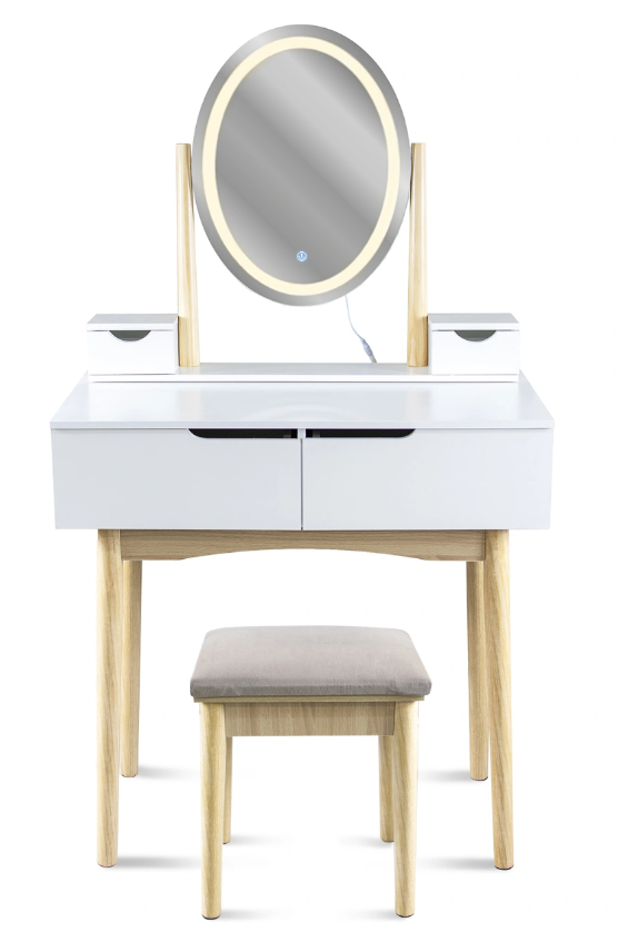 ArtJum Toaletný stolík WERRY 2 s oválnym LED zrkadlom