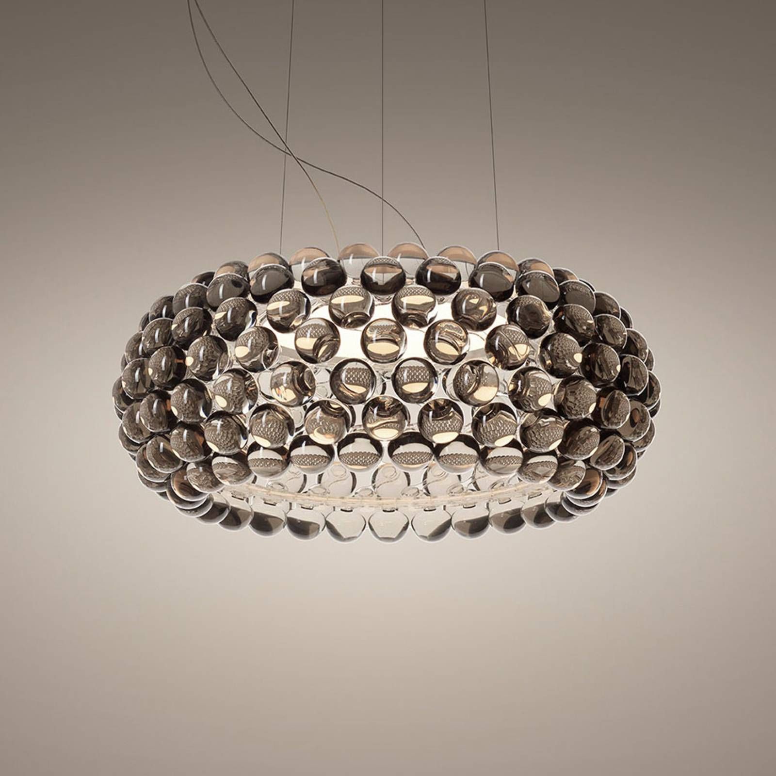 Foscarini Caboche Plus media MyLight 2 700 K sivá, Obývacia izba / jedáleň, ručne fúkané opálové sklo, plast PMMA, oceľ, hliník, 23W, K: 20cm