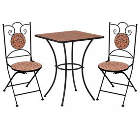 Mozaikový bistro set 3 ks Dekorhome Tehlová