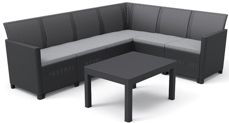 Rojaplast CLAIRE 6 SEAT CORNER set  - grafit