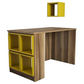 Sconto Písací stôl BOX orech/žltá