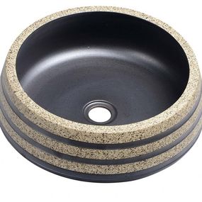 SAPHO - PRIORI keramické umývadlo na dosku Ø 41 cm, čierná/kámen PI021