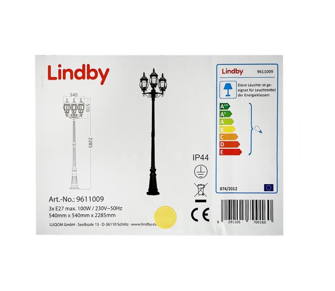 Lindby - Vonkajšia lampa 3xE27/100W/230V IP44