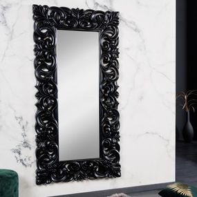 Estila Luxusné nástenné zrkadlo Muriel obdĺžnikového tvaru s vyrezávaným rámom v matnej čiernej farbe 180cm