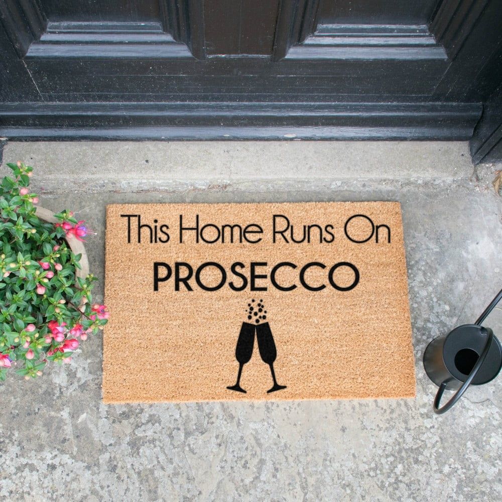 Rohožka z prírodného kokosového vlákna Artsy Doormats This Home Runs On Prosecco, 40 x 60 cm