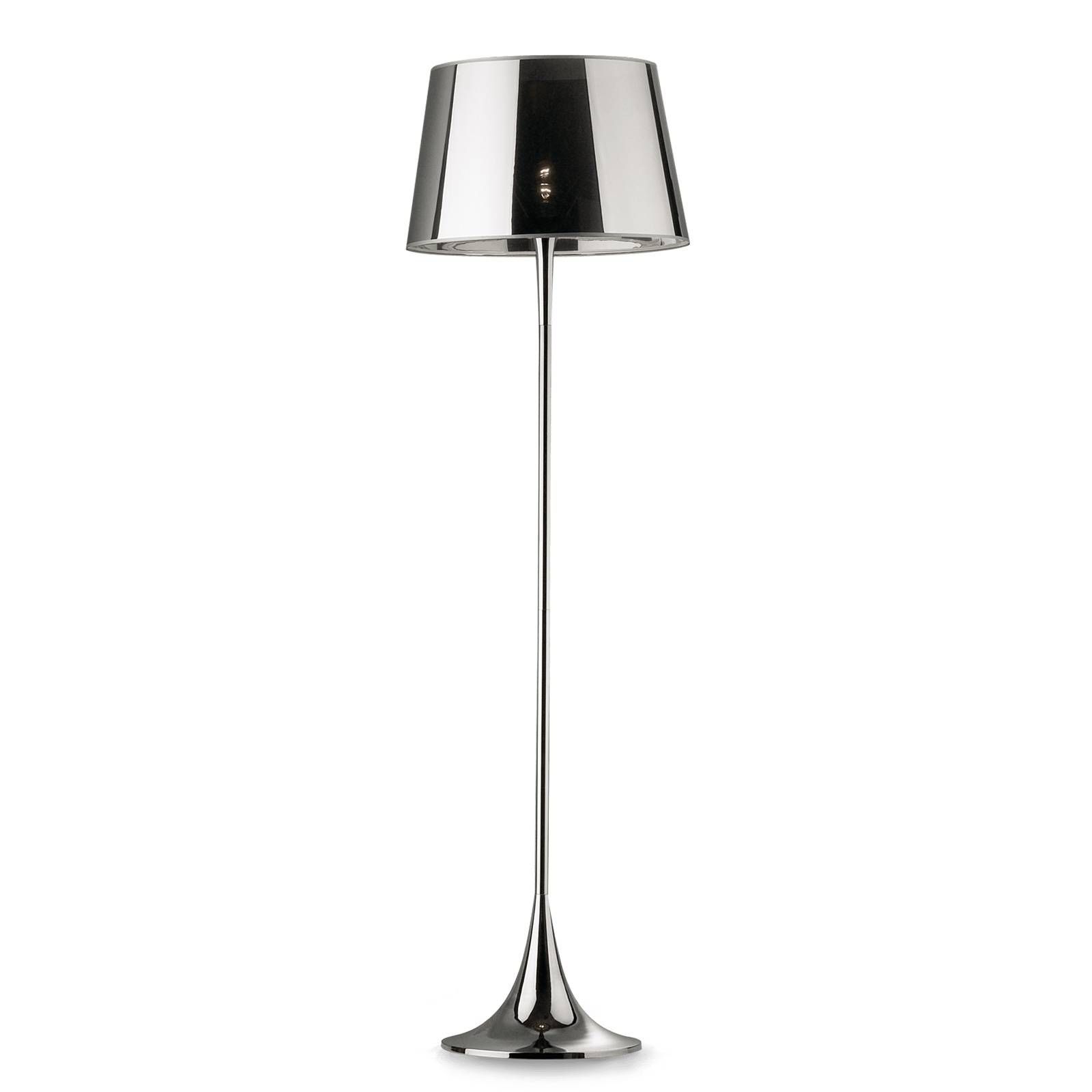 Ideallux Stojaca lampa London Cromo výška 174 cm chróm/číra, Obývacia izba / jedáleň, kov, PVC fólia, E27, 100W, K: 174cm