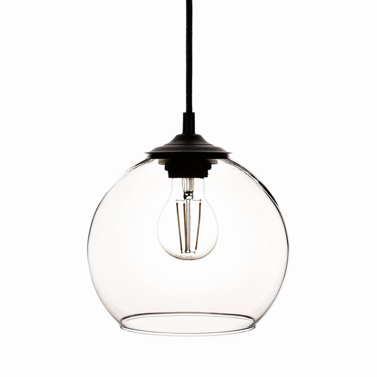 Euluna Závesná lampa Ball guľové tienidlo číra Ø 20 cm, Obývacia izba / jedáleň, sklo, kov, E27, 60W, K: 16cm