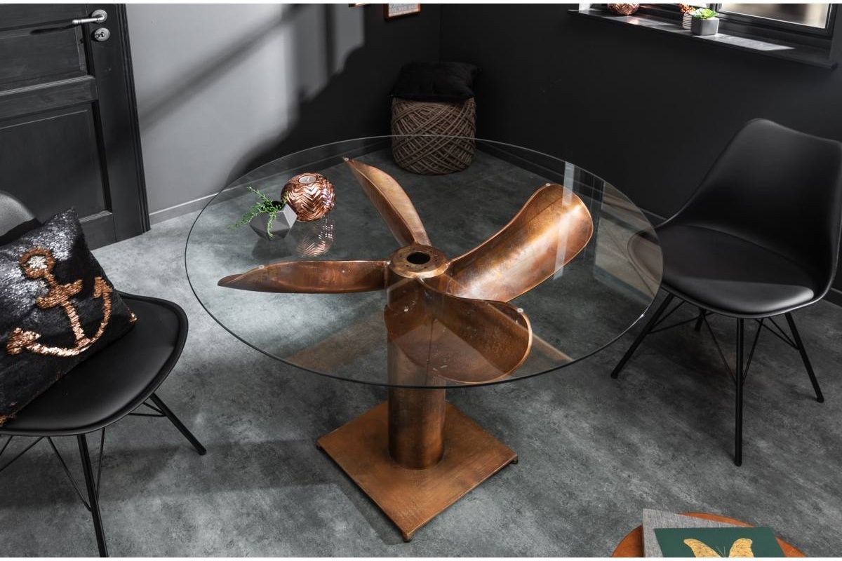 LuxD Dizajnový jedálenský stôl Propeller 94 cm medený