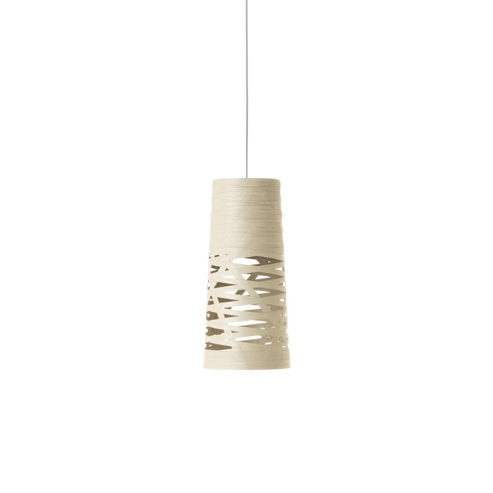 Foscarini Tress mini závesné svietidlo, greige, Obývacia izba / jedáleň, sklenené vlákno kompozitný materiál, pochrómovaný kov, hliník, GU10, 75W, K: 43cm