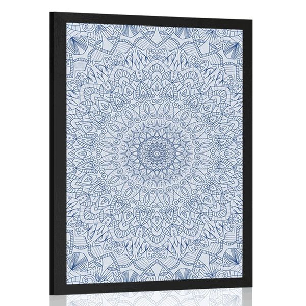 Plagát detailná ozdobná Mandala v modrej farbe - 20x30 white
