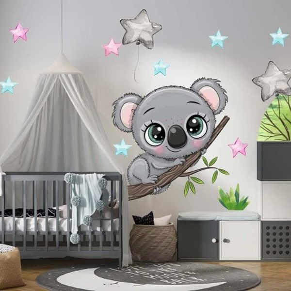 DomTextilu Nálepka na stenu pre deti roztomilá koala vo hviezdach 100 x 200 cm