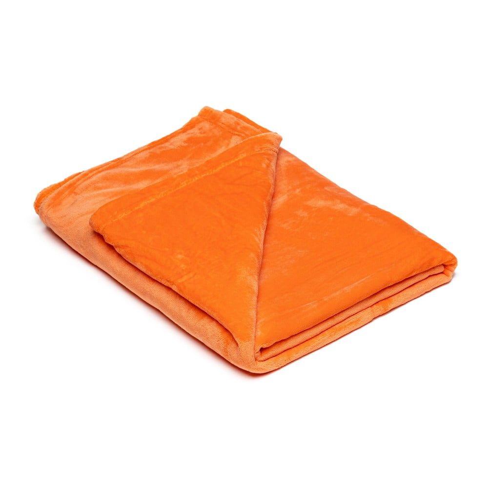 Oranžová mikroplyšová deka My House, 150 × 200 cm