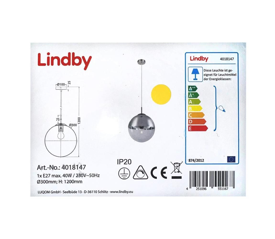 Lindby - Luster na lanku RAVENA 1xE27/40W/230V