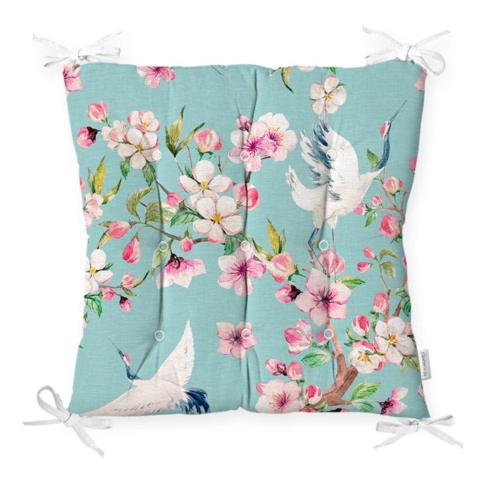 Sedák na stoličku Minimalist Cushion Covers Flowers and Bird, 40 x 40 cm