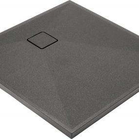 DEANTE - Correo antracit metalic - Granitová sprchová vanička, štvorcová, 90x90 cm KQR_T41B