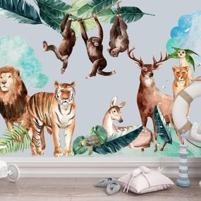 DomTextilu Nálepka na stenu zvieratká zo zoologickej záhrady 150 x 300 cm