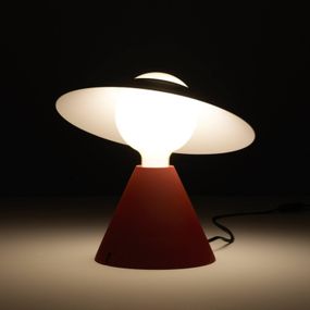 Stilnovo Fante stolová LED lampa, 2 700 K, červená, Obývacia izba / jedáleň, hliník, plast, E27, 11W, K: 28cm