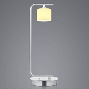 HELL Stolová LED lampa Mila z niklu 1-pl valcovitý tvar, Obývacia izba / jedáleň, nikel, sklo, 5W, K: 15cm
