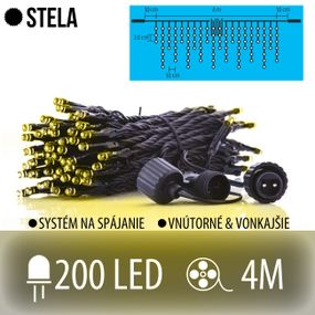 STELA spojovateľná LED svetelná záclona vonkajšia - 200LED - 4M Teplá biela