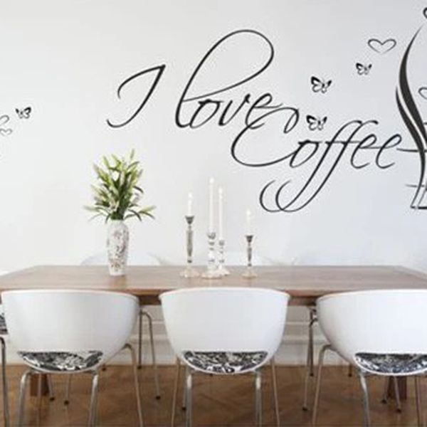 DomTextilu Nálepka na stenu s textom I LOVE COFFEE 80 x 160 cm