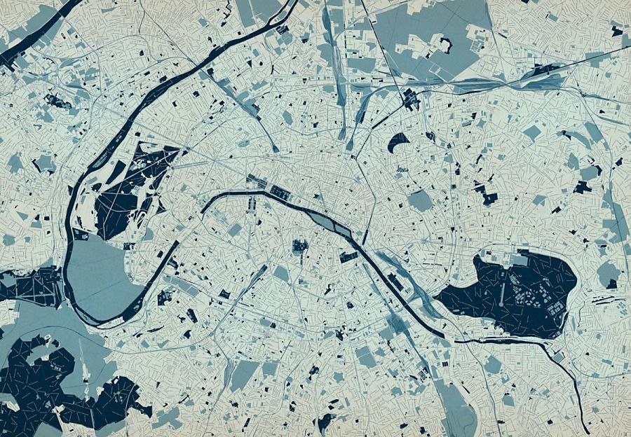 Paríž - mapa farebná - fototapeta FXL3345