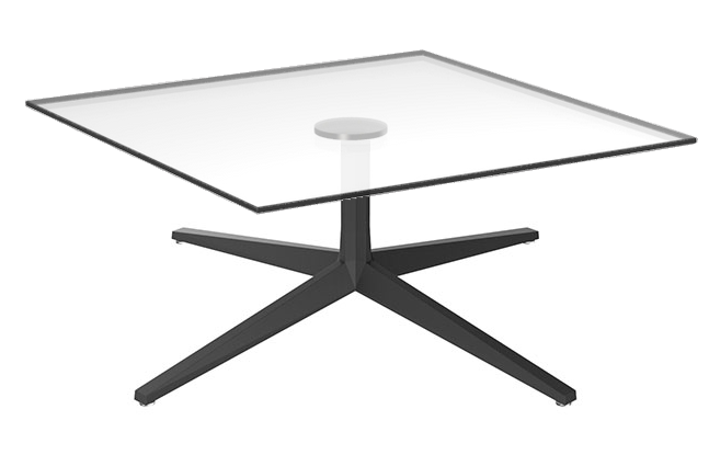 VONDOM - Konferenčný stolík FAZ Ø základne 96,5 cm so sklenenou doskou, 100x100 cm