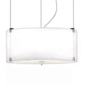 Prandina CPL S7 závesná lampa chróm sklo opálové, Obývacia izba / jedáleň, sklo, ručne fúkané, E27, 150W, K: 21cm