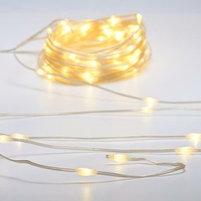 ACA Lighting SKIN LINE 100 LED řetěz WW 3AA na baterie 8 programů IP44 délka 10m 0,3m čirý kabel X0410011261