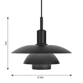 Louis Poulsen PH 5/5 závesná lampa, čierna E27, Obývacia izba / jedáleň, hliník, tlakovo liaty zinok, E27, 70W, K: 43cm