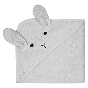 Sivý bavlnený detský uterák s kapucňou Kindsgut Rabbit