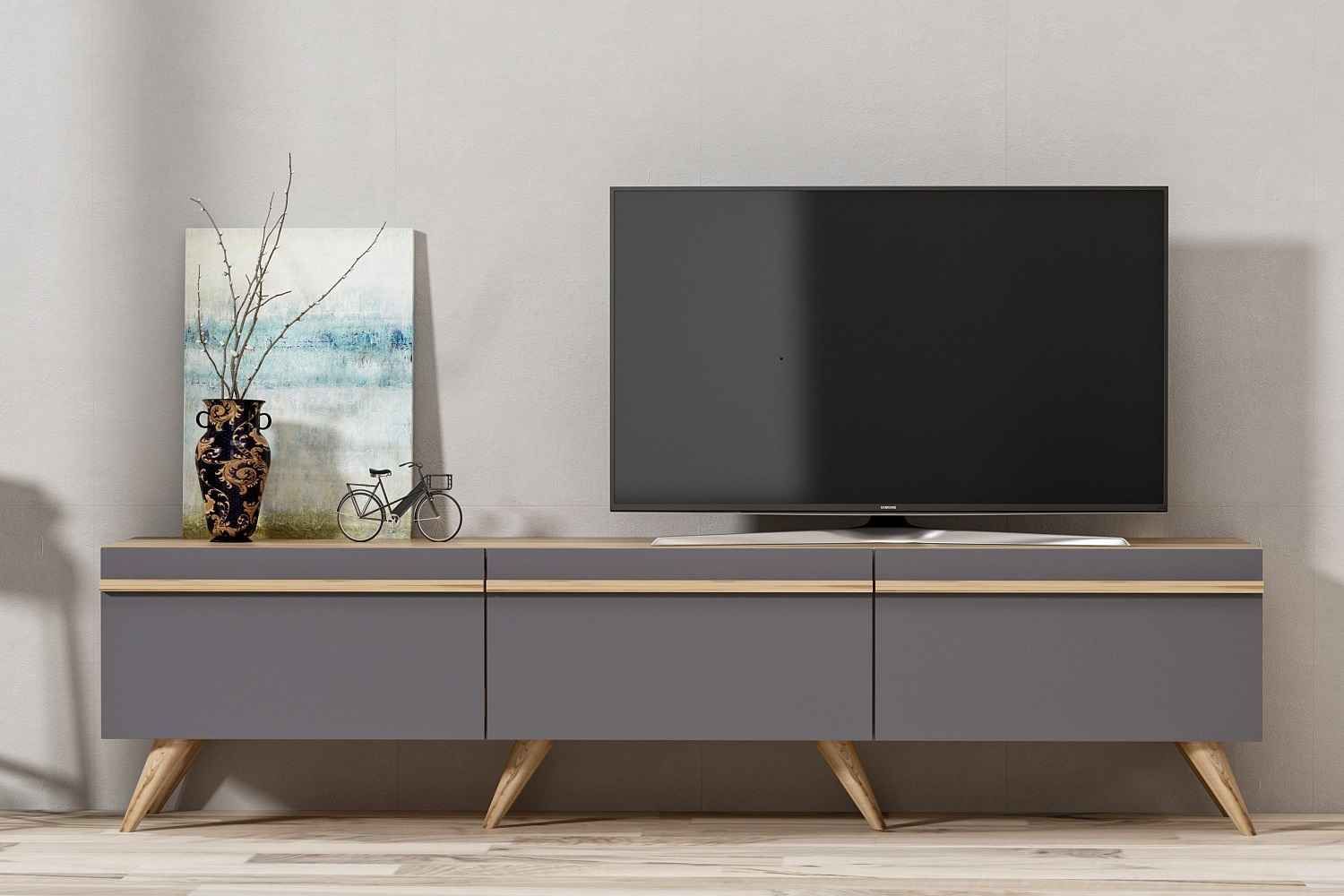 Dizajnový TV stolík Abhilasha 180 cm antracitový