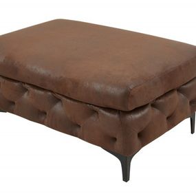 Estila Chesterfield moderná obdĺžniková taburetka Modern Barock v hnedom koženom poťahu 90cm