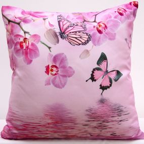 DomTextilu Ružové obliečky na vankúše s motýľmi a orchideami 40x40 cm 10751-124174