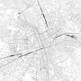 Warszawa - mapa w odcieniach szarości - fototapeta FXL3337