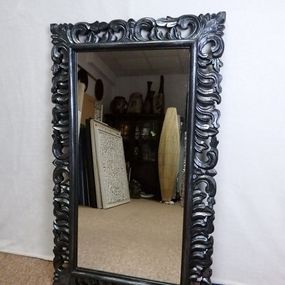 Zrkadlo LUGAR čierne ONYX, 100x60cm, exotické drevo, ručná práca