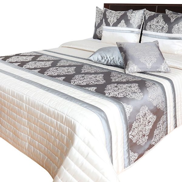 DomTextilu Luxusný prehoz na posteľ barokového designu v zlato sivej farbe Šírka: 260 cm | Dĺžka: 240 cm 14471-104214