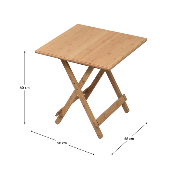Stôl, prírodný bambus, 58x58 cm, DENICE