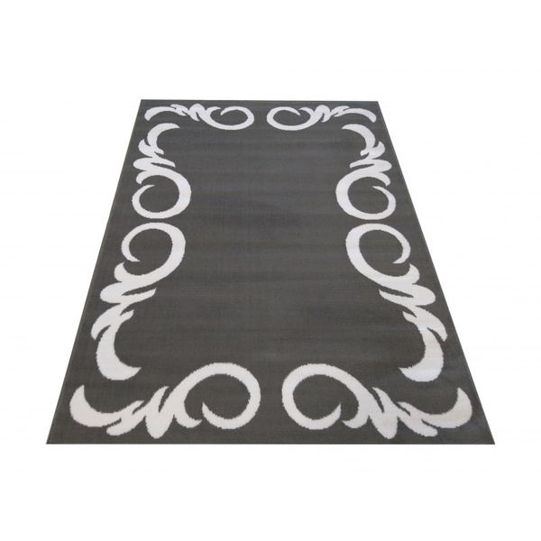 DomTextilu Elegantný koberec v sivej farbe s bielym ornamentom 17596-128925