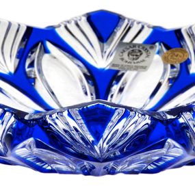 Krištáľový tanier Lotos, farba modrá, priemer 180 mm