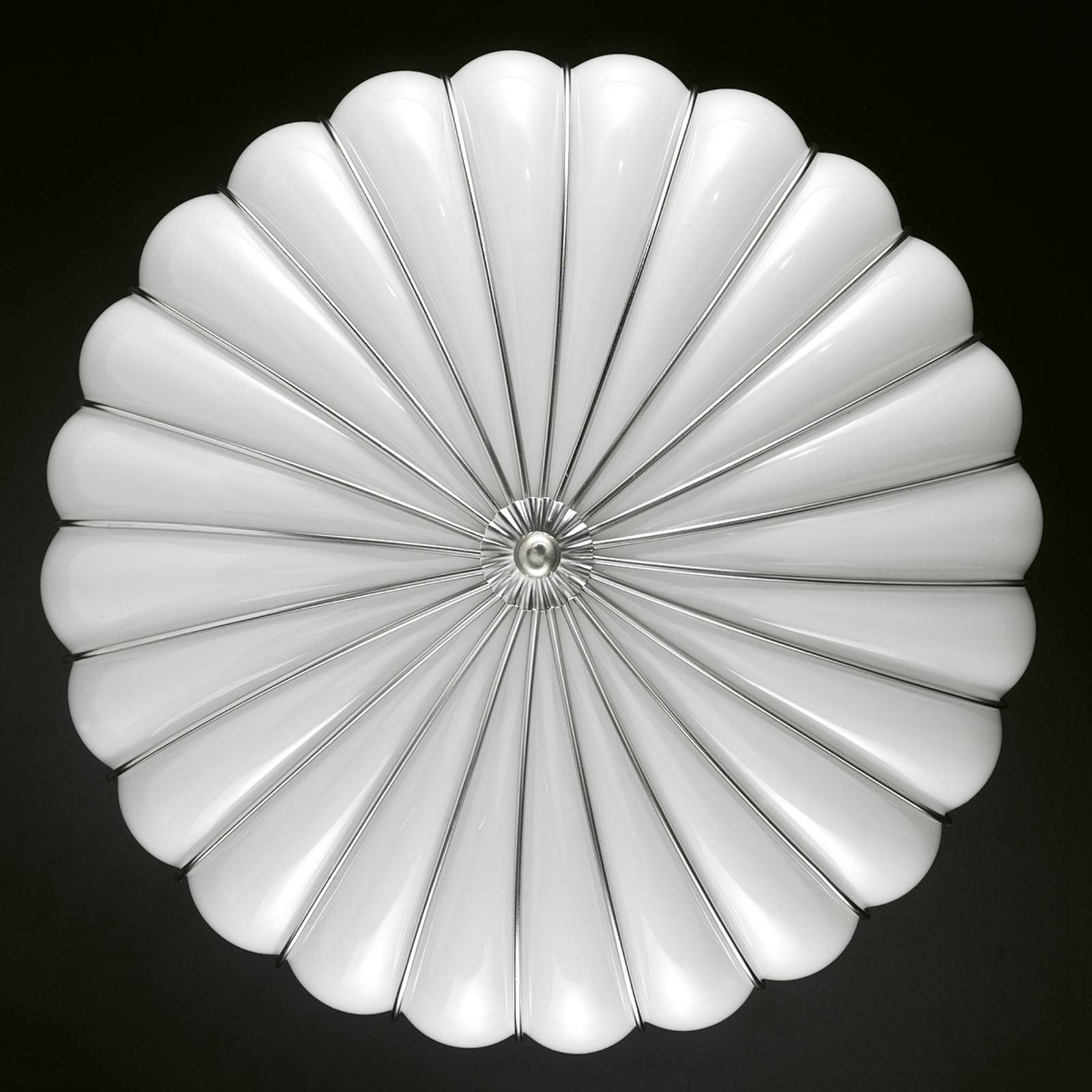 Siru Stropné svietidlo Giove, biele, 48 cm, Obývacia izba / jedáleň, sklo, ušľachtilá oceľ, E27, 75W, K: 20cm