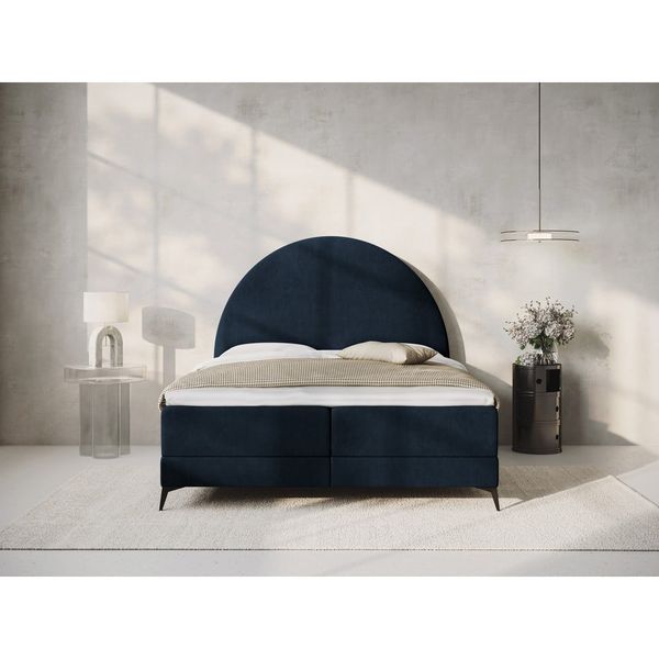 Tmavomodrá boxspring posteľ s úložným priestorom 160x200 cm Sunrise – Cosmopolitan Design