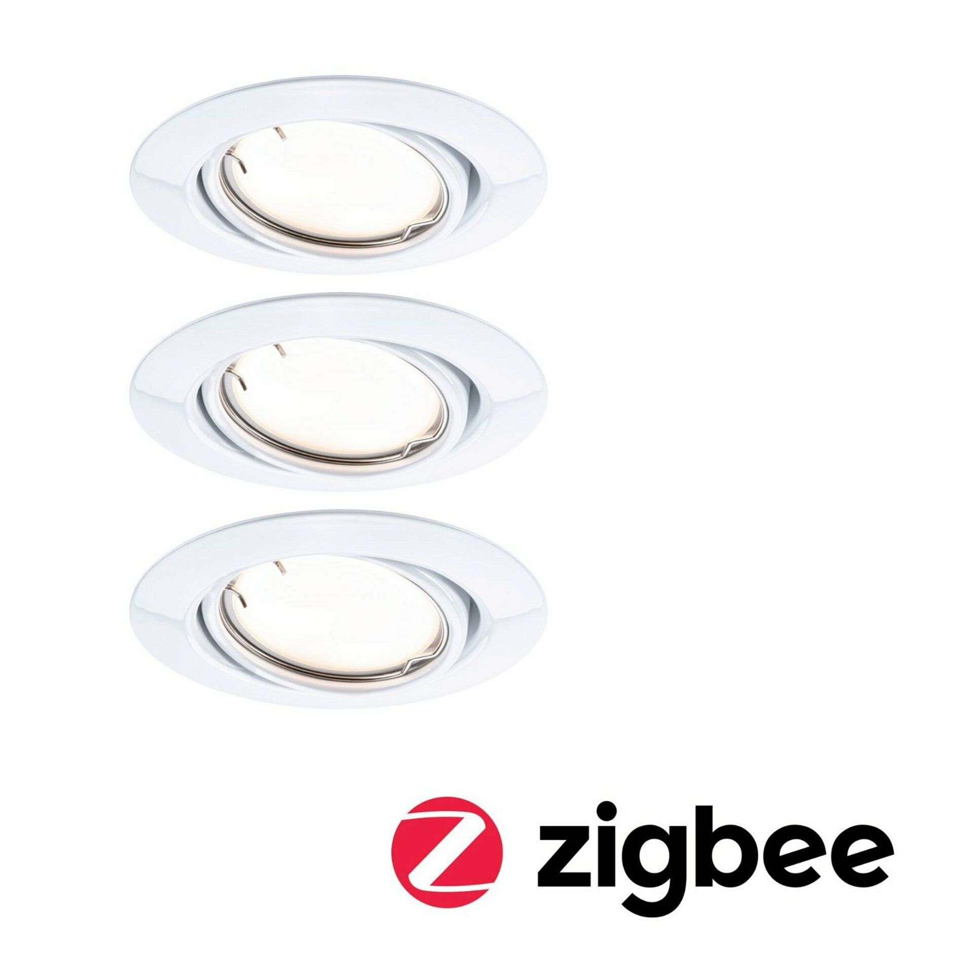 PAULMANN LED vestavné svítidlo Smart Home Zigbee Base Coin základní sada výklopné kruhové 90mm 20° 3x4,9W 230V stmívatelné 3000K bílá 924.63
