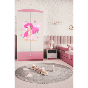 Dětská skříň Babydreams 90 cm víla s motýlky růžová