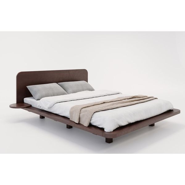 Tmavohnedá dvojlôžková posteľ z bukového dreva 140x200 cm Japandic - Skandica